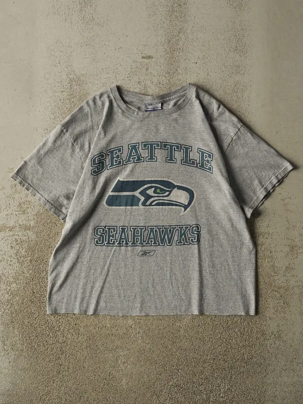 Vintage Y2K Grey Seattle Seahawks Cropped Tee (M) made by Rebalance Vintage