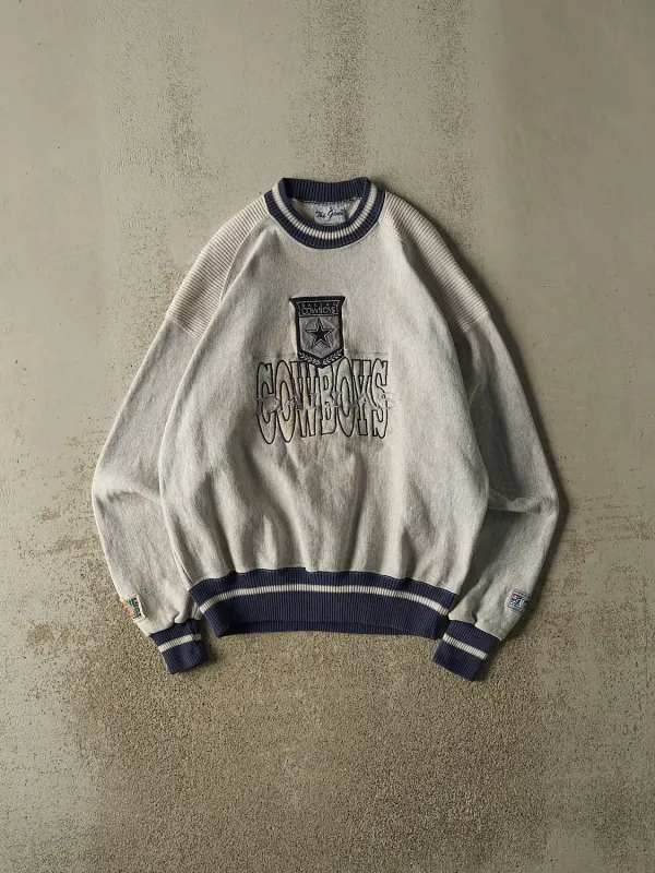 Vintage 90s Grey Dallas Cowboys Embroidered Crewneck (L/XL) made by Rebalance Vintage