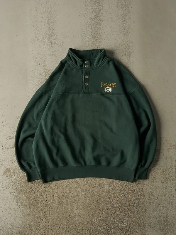 Vintage 90s Green Green Bay Packers Embroidered Quarter Button Sweater (XL/XXL) made by Rebalance Vintage