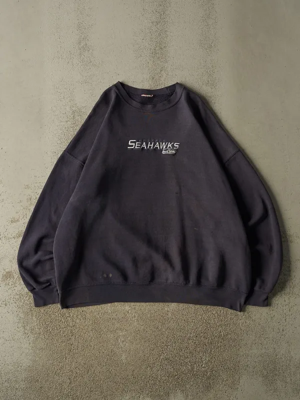 Vintage 90s Faded Navy Seattle Seahawks Embroidered Crewneck (XXL) made by Rebalance Vintage