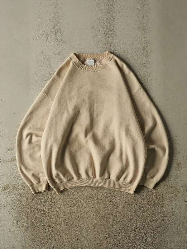 Vintage 90s Beige Blank Crewneck (L/XL) made by Rebalance Vintage