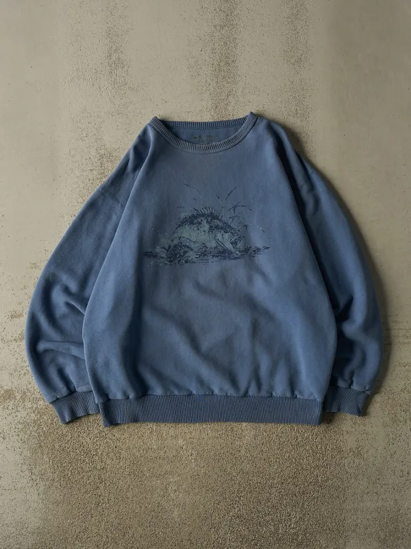 Vintage Y2K Blue Wind River Fish Crewneck (XL) made by Rebalance Vintage