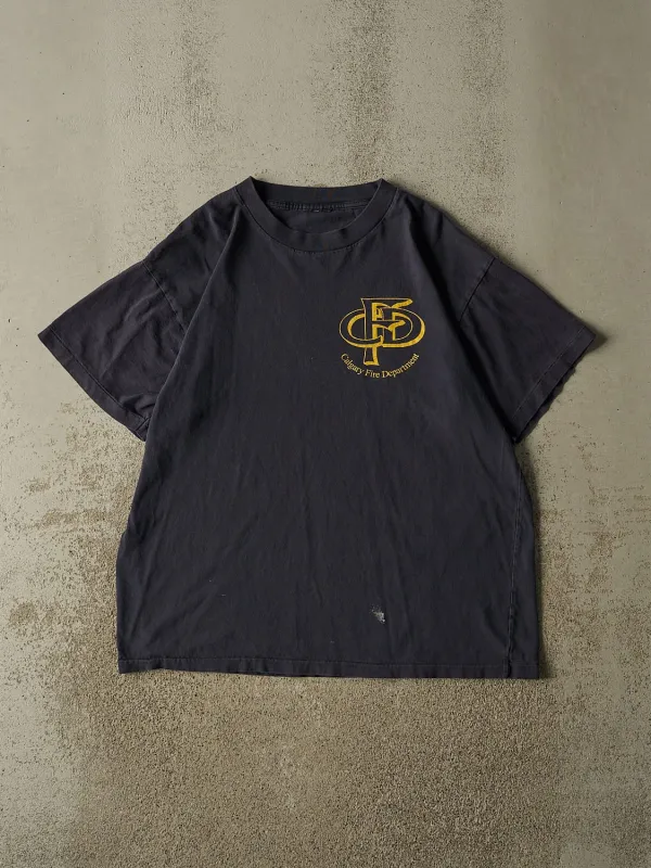 Vintage 90s Navy Blue Calgary Fire Dept Single Stitch Tee (L/XL) made by Rebalance Vintage