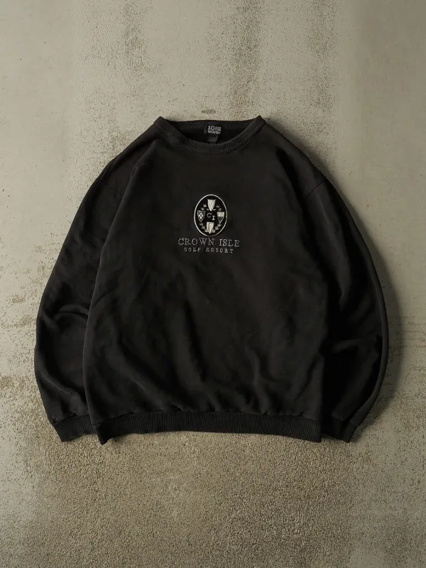 Vintage 90s Faded Black Crown Isle Golf Resort Crewneck (XL) made by Rebalance Vintage