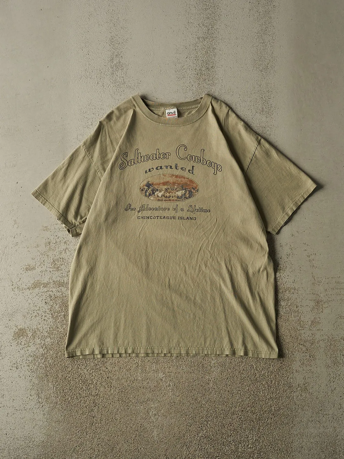 Vintage 90s Beige Saltwater Cowboys Tee (XL) sold by Rebalance Vintage