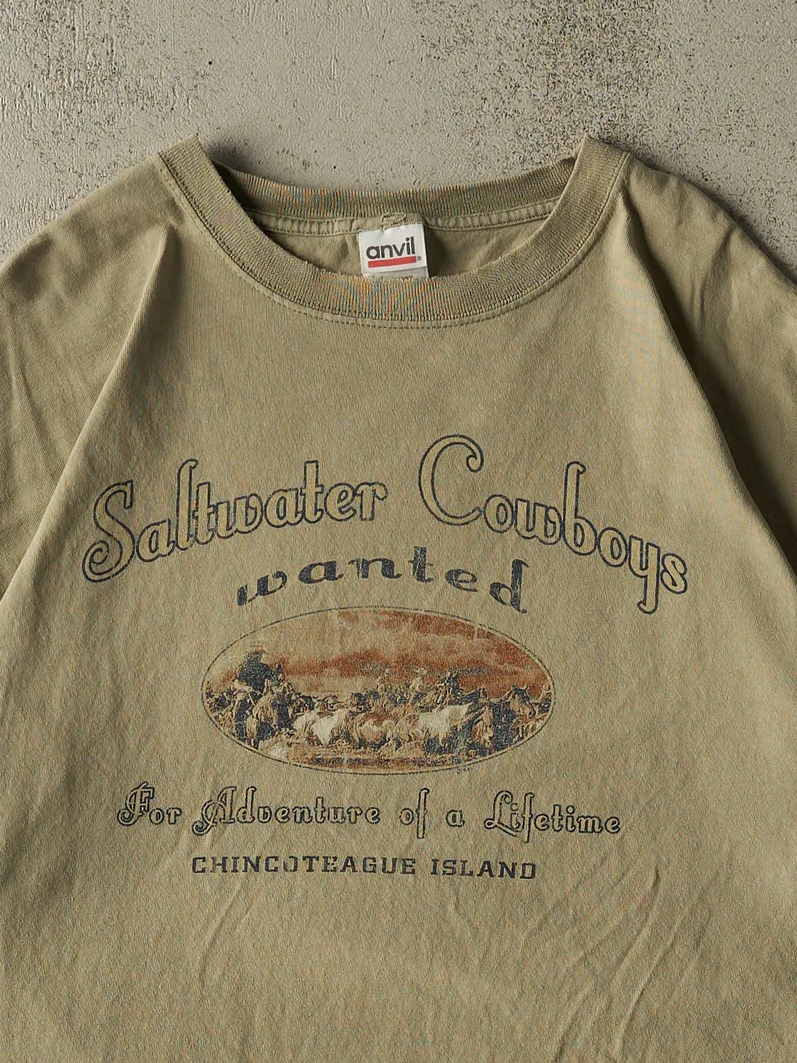 Vintage 90s Beige Saltwater Cowboys Tee (XL) sold by Rebalance Vintage product image thumbnail 2