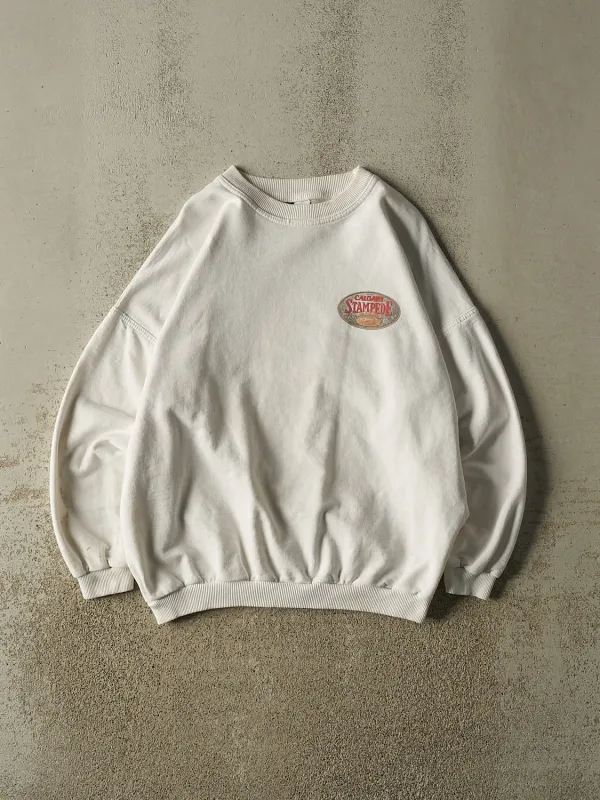 Vintage 90s White Calgary Stampede Crewneck (L) made by Rebalance Vintage