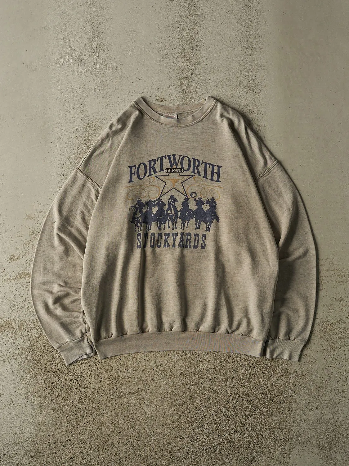 Vintage 90s Grey Fort Worth Texas Stockyards Crewneck (XL) sold by Rebalance Vintage