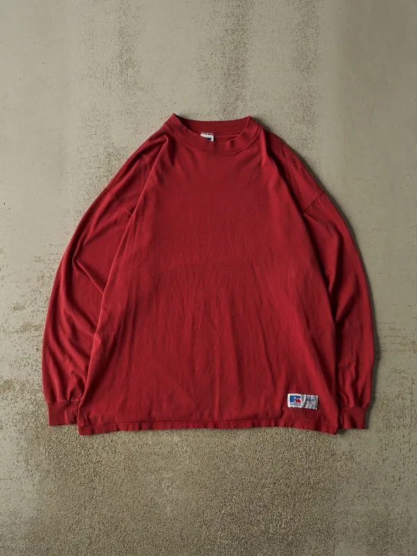 Vintage 90s Red Russell Athletic Blank Long Sleeve (XL) made by Rebalance Vintage