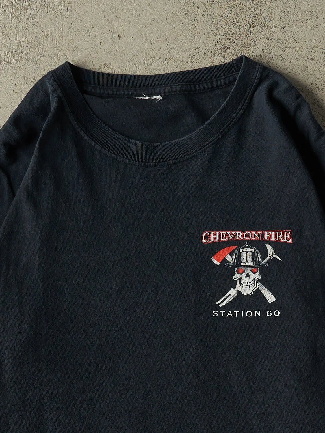 Vintage Y2K Faded Black Chevron Fire Rescue Flame Long Sleeve (XL/XXL) sold by Rebalance Vintage product image thumbnail 3