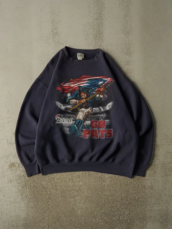 Vintage 90s Navy Blue New England Patriots Crewneck (XL) made by Rebalance Vintage