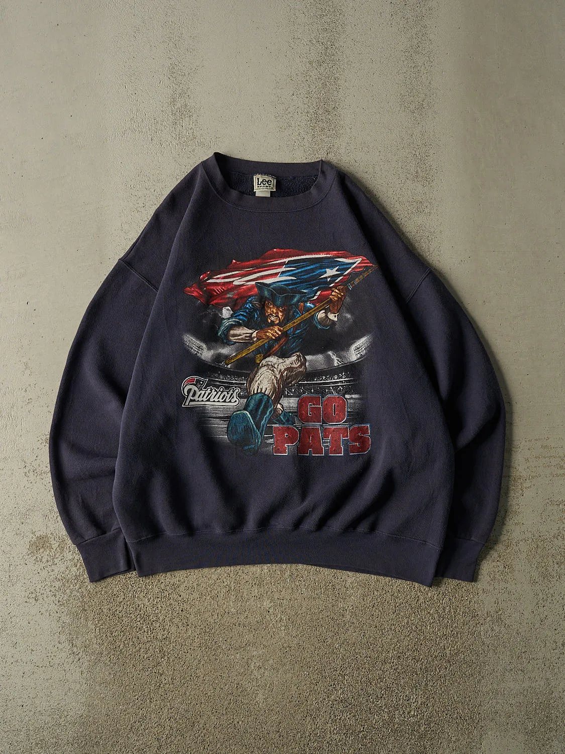 Vintage 90s Navy Blue New England Patriots Crewneck (XL) sold by Rebalance Vintage