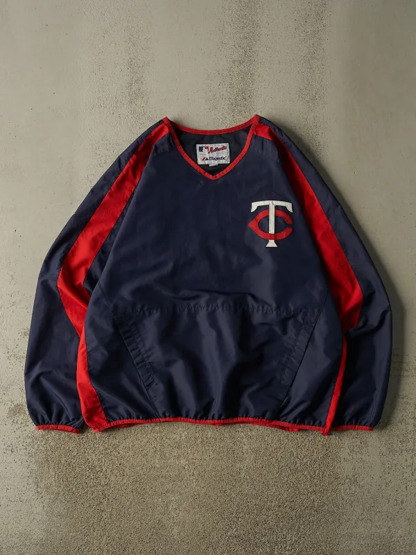 Vintage Y2K Navy Blue Minnesota Twins Pullover Windbreaker Jacket (XL/XXL) made by Rebalance Vintage