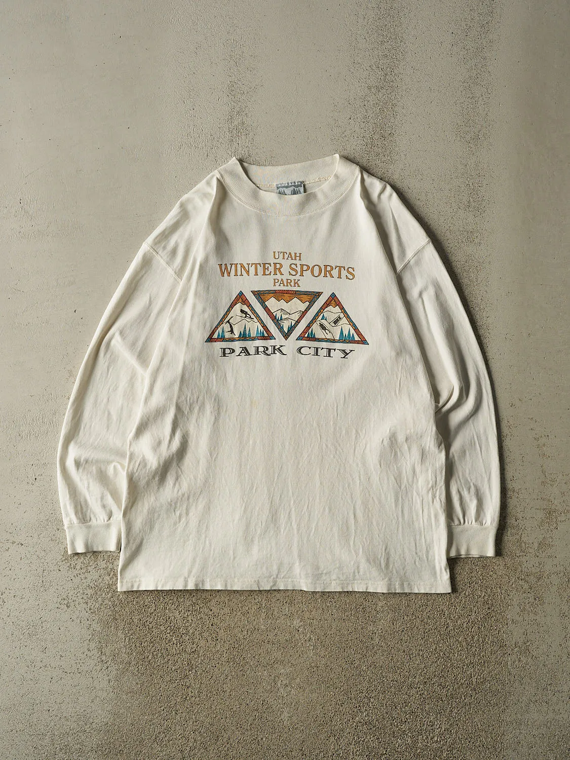 Vintage 90s White Utah Park City Winter Sports Long Sleeve (XL) sold by Rebalance Vintage