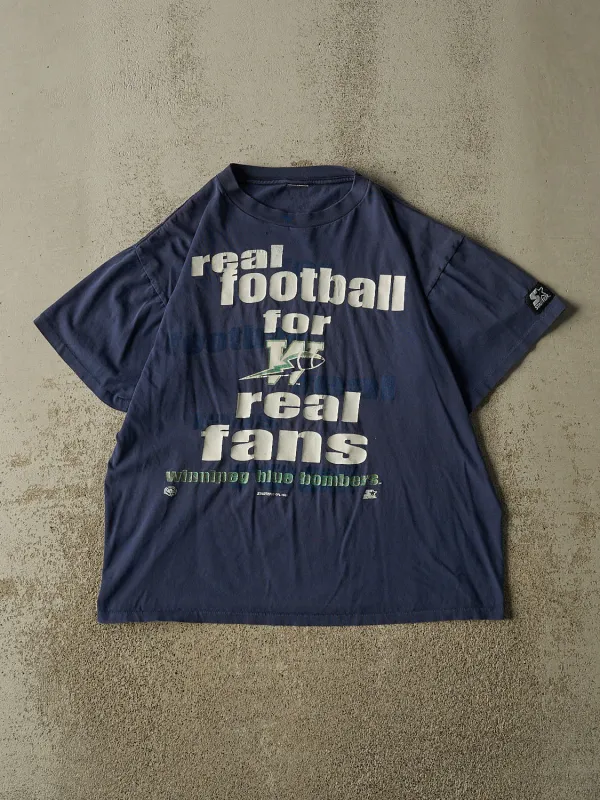 Vintage 95' Navy Blue Winnipeg Blue Bombers Single Stitch Tee (M/L) made by Rebalance Vintage