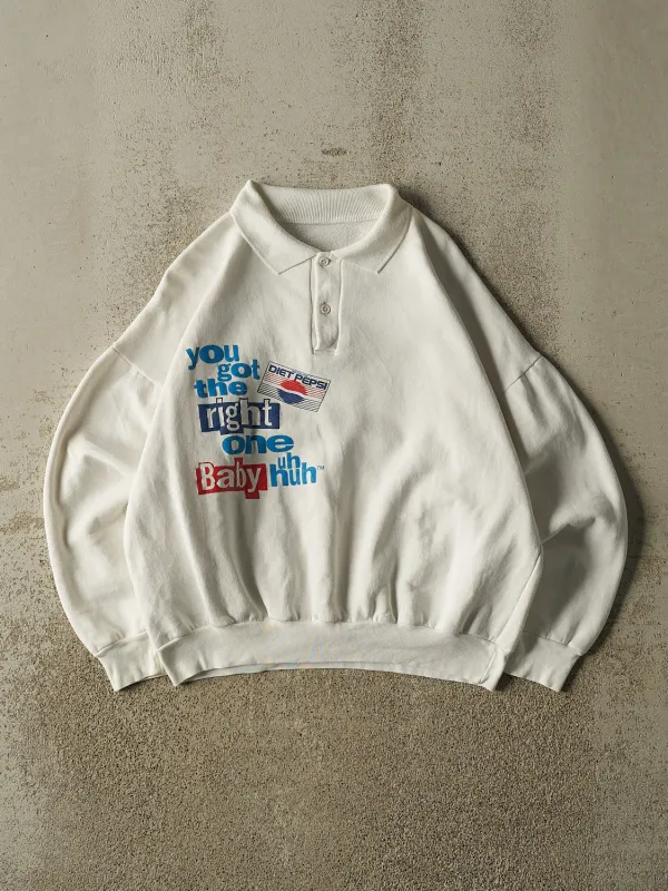 Vintage 91' White Diet Pepsi Quarter Button Sweater Crewneck (S/M) made by Rebalance Vintage