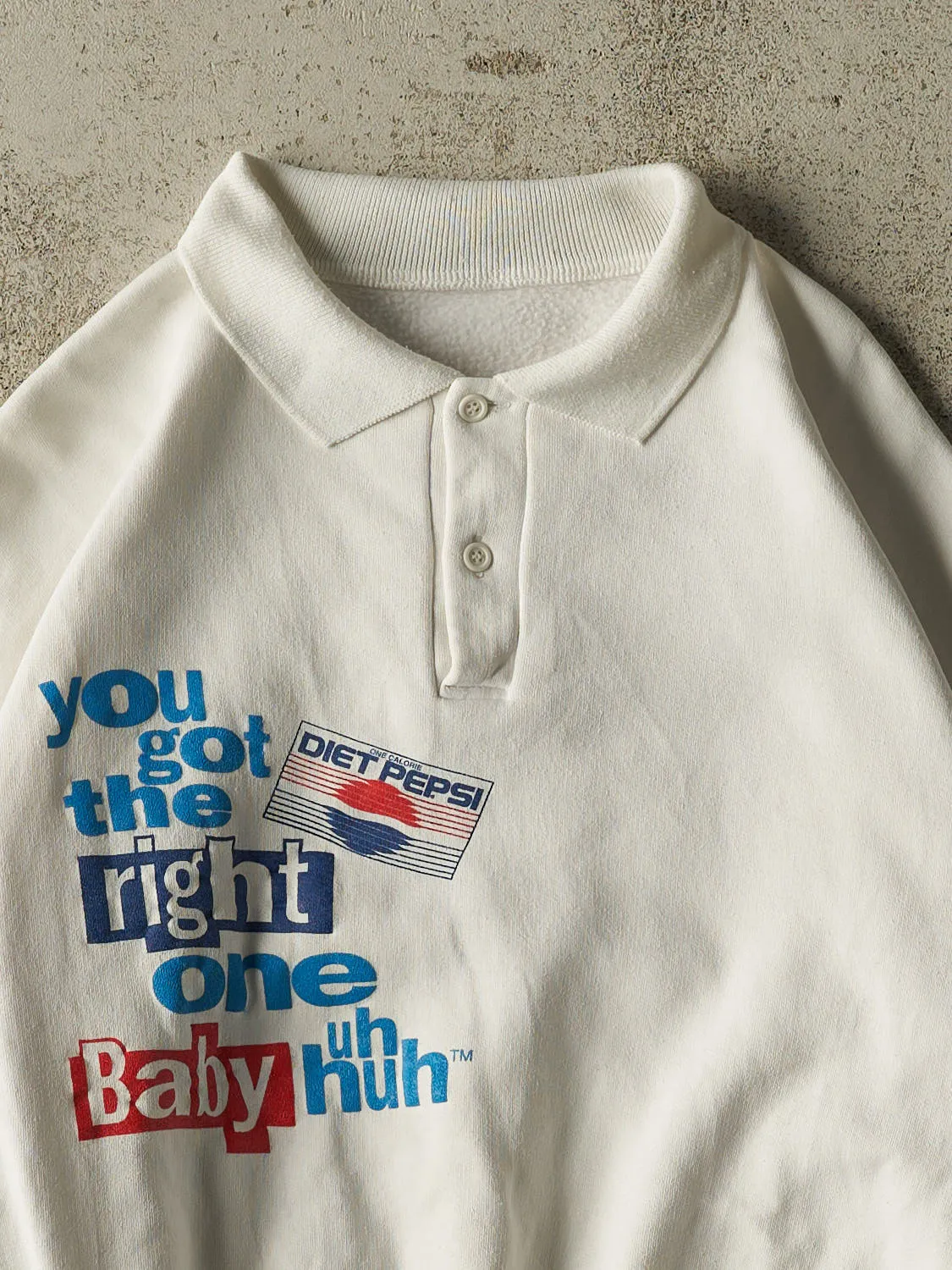 Vintage 91' White Diet Pepsi Quarter Button Sweater Crewneck (S/M) sold by Rebalance Vintage product image thumbnail 3