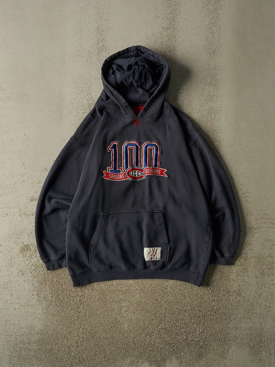 Vintage Y2K Navy Blue Montreal Canadiens 100th Season Embroidered Hoodie (XL) sold by Rebalance Vintage