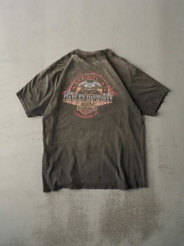 Vintage 00' Sun Faded Black Leominster MA Harley Davidson Tee (M/L) sold by Rebalance Vintage
