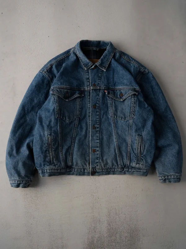 Vintage 90s Washed Blue Levis Blanket Lined Denim Jacket (L) sold by Rebalance Vintage
