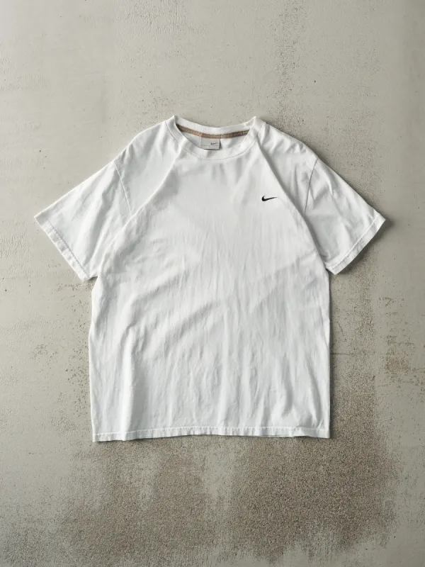 Vintage Y2K White Nike Swoosh Embroidered Tee (M) sold by Rebalance Vintage