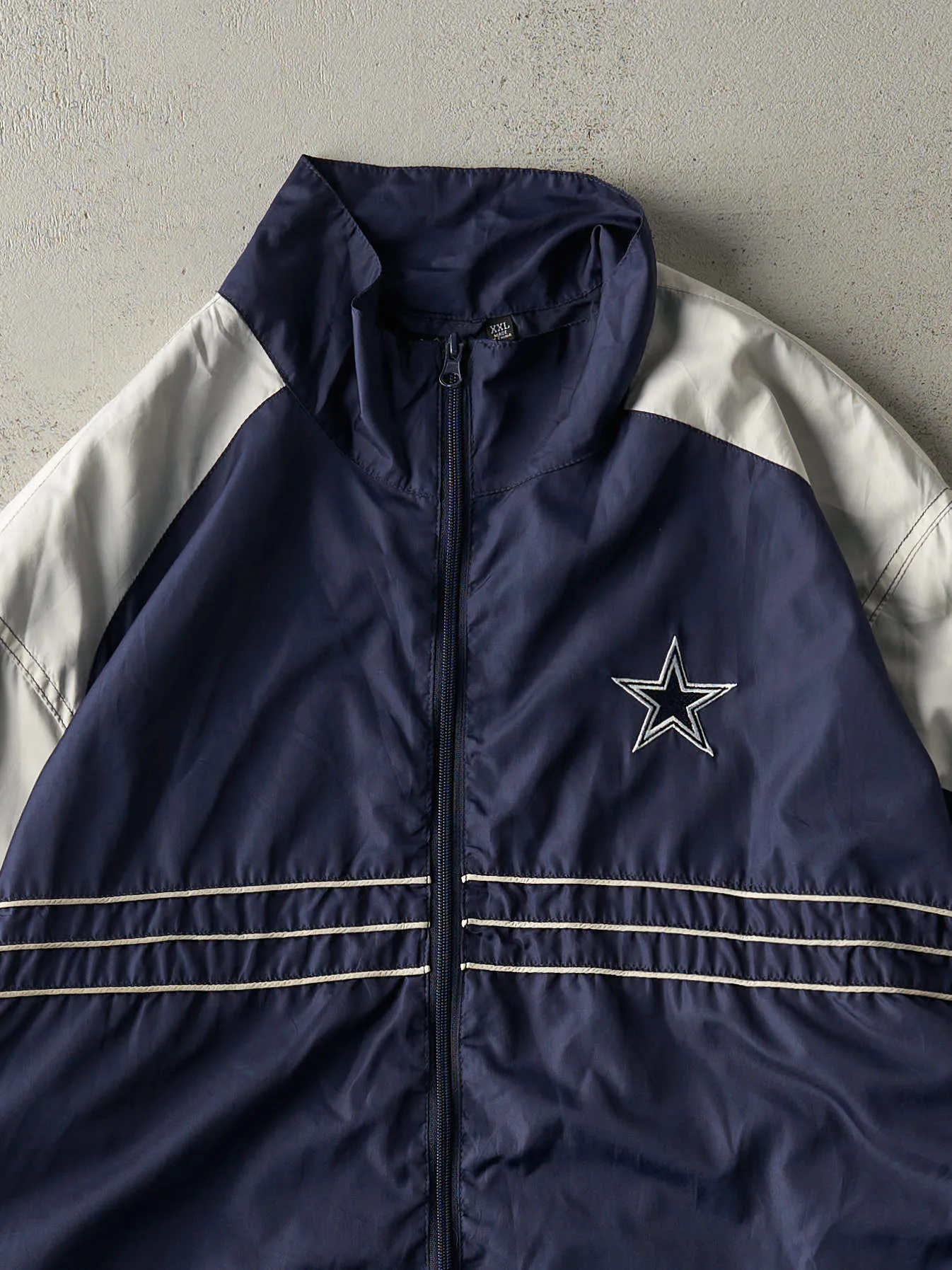 Vintage 90s Navy Blue & Grey Dallas Cowboys Windbreaker Jacket (XL) sold by Rebalance Vintage product image thumbnail 3