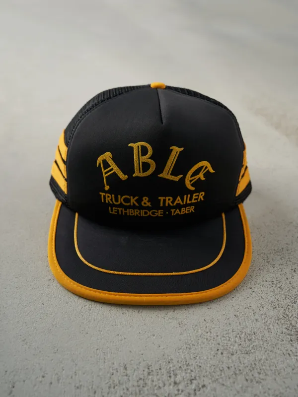 Vintage 80s Black & Yellow ABLE Truck & Trailer Foam Trucker Hat sold by Rebalance Vintage
