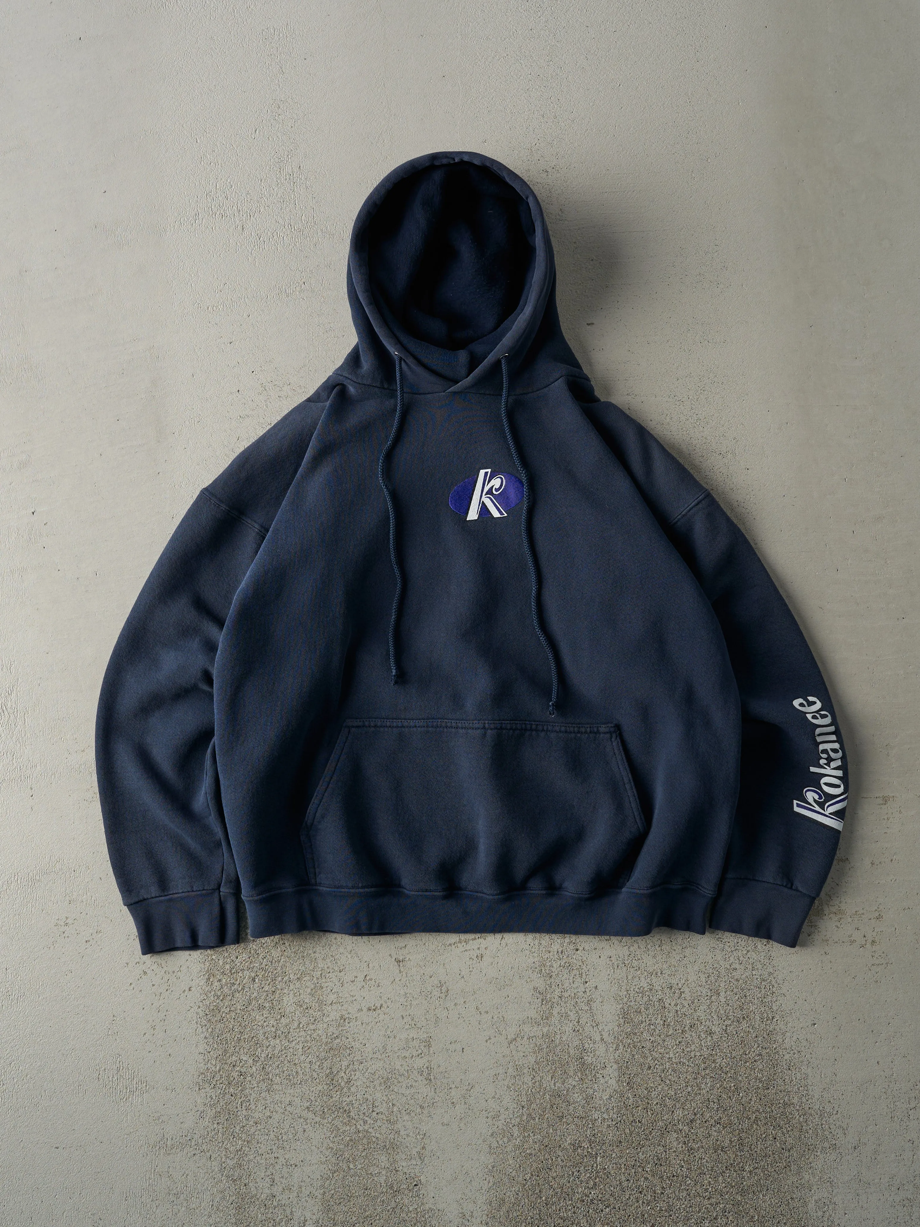 Vintage 90s Navy Blue Kokanee Beer Boxy Hoodie (M) sold by Rebalance Vintage