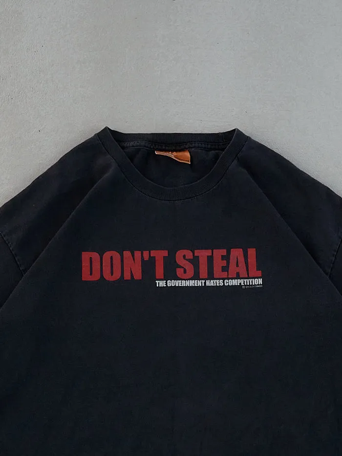 Vintage 90s Black "Don't Steal, the government hates competition" Tee (M) sold by Rebalance Vintage product image thumbnail 2