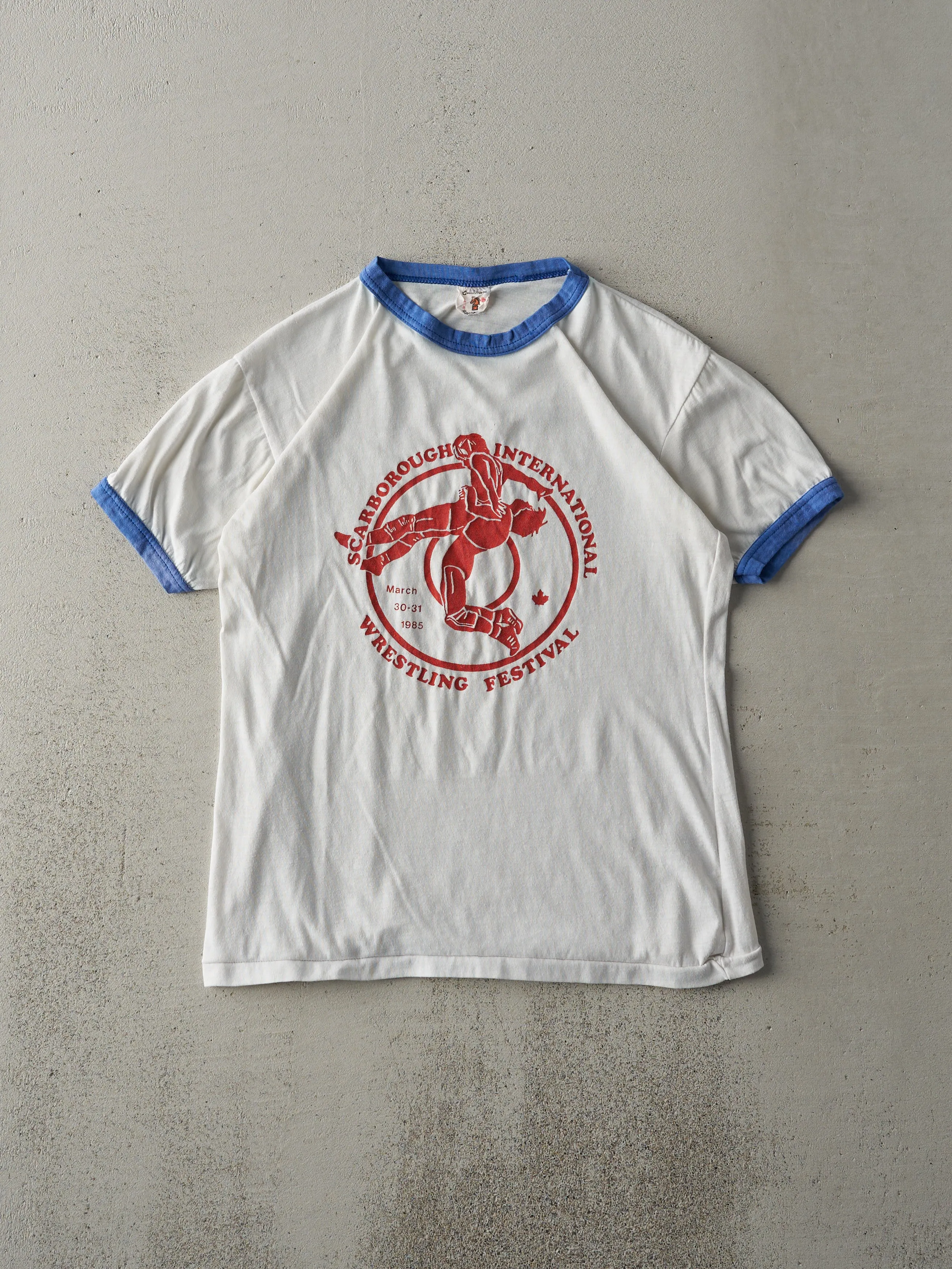 Vintage 85' Scarborough International Wrestling Festival Ringer Tee (XS/S) sold by Rebalance Vintage