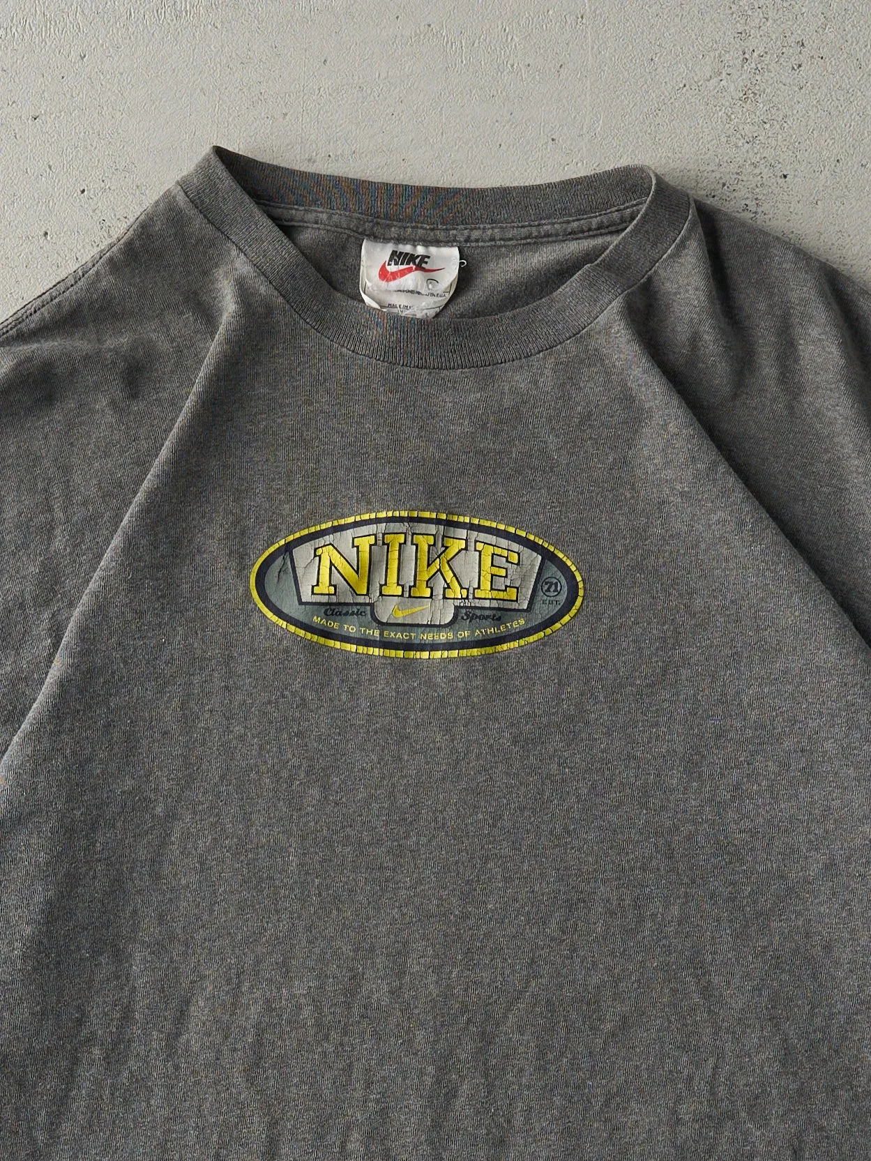 Vintage 90s Charcoal Grey Nike Classic Sports Tee (M/L) sold by Rebalance Vintage product image thumbnail 2