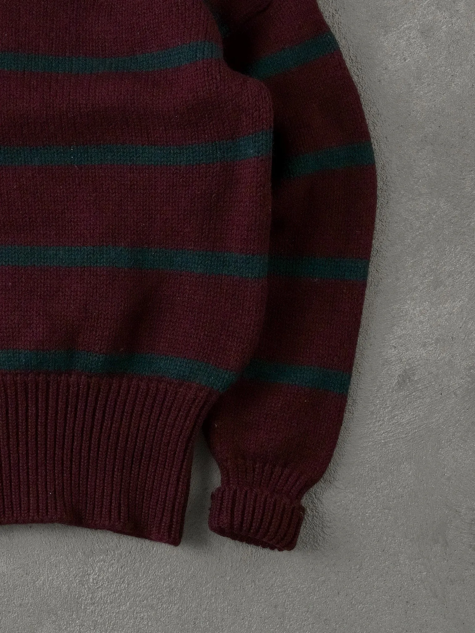 Vintage 90s Maroon Polo By Ralph Lauren Striped Wool Crewneck (M) sold by Rebalance Vintage product image thumbnail 3