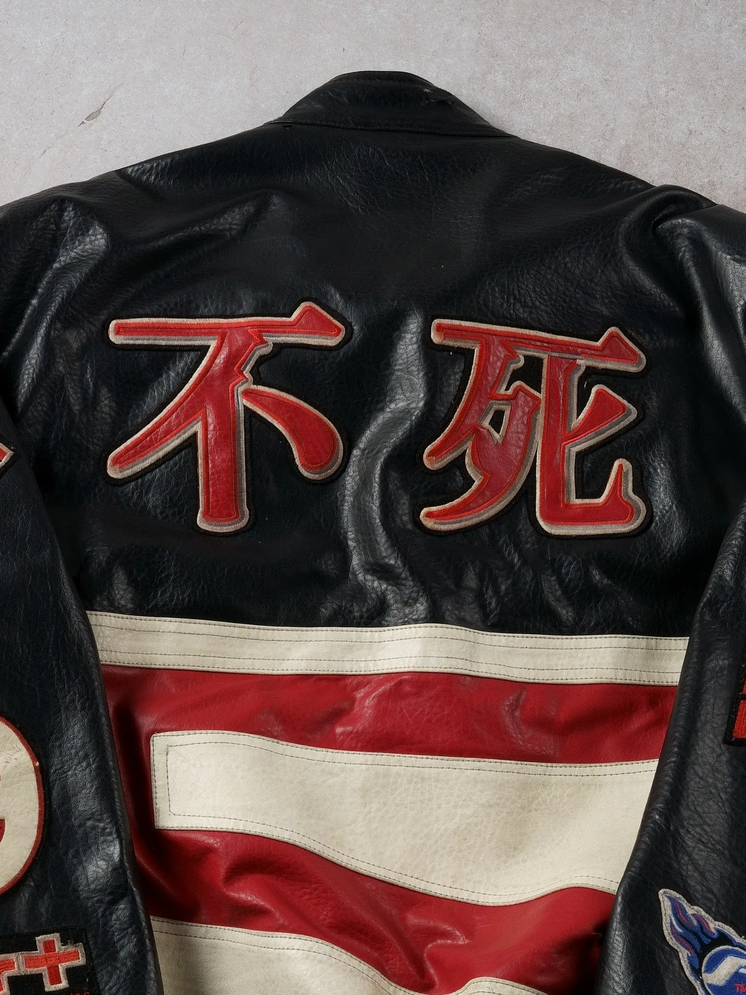 Vintage Black, Red and White Don't Die #9 Leather Biker Jacket (XL) sold by Rebalance Vintage product image thumbnail 5