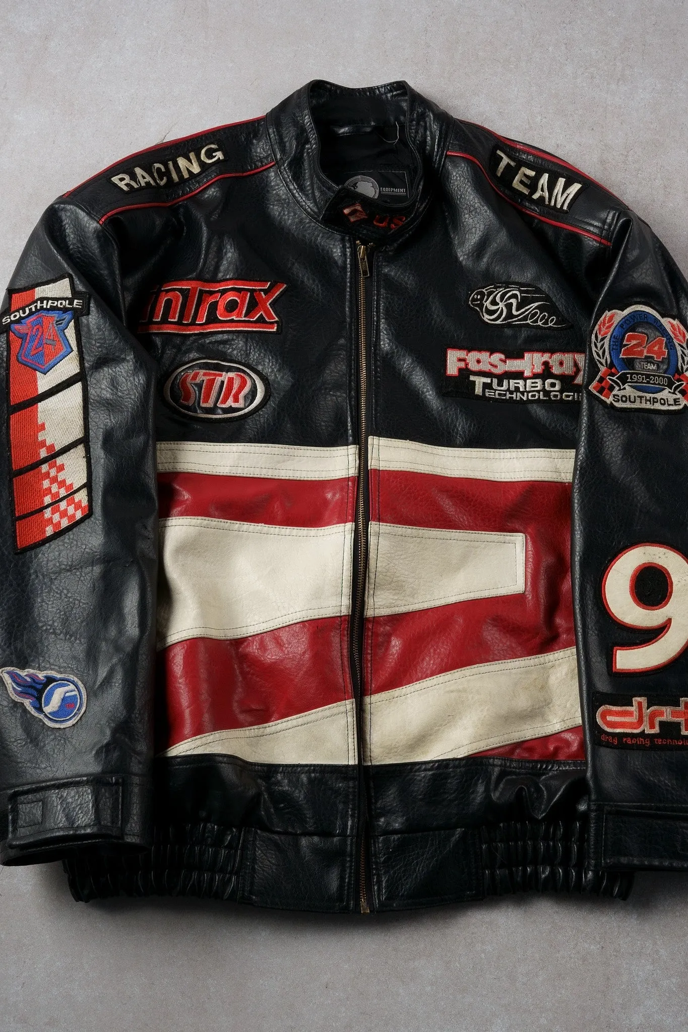 Vintage Black, Red and White Don't Die #9 Leather Biker Jacket (XL) sold by Rebalance Vintage product image thumbnail 2