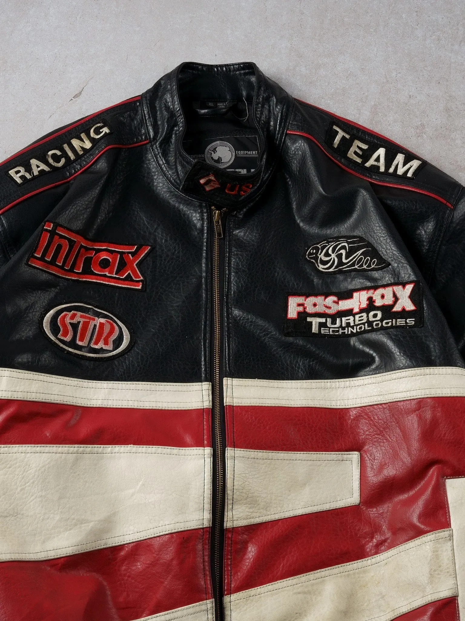 Vintage Black, Red and White Don't Die #9 Leather Biker Jacket (XL) sold by Rebalance Vintage product image thumbnail 3