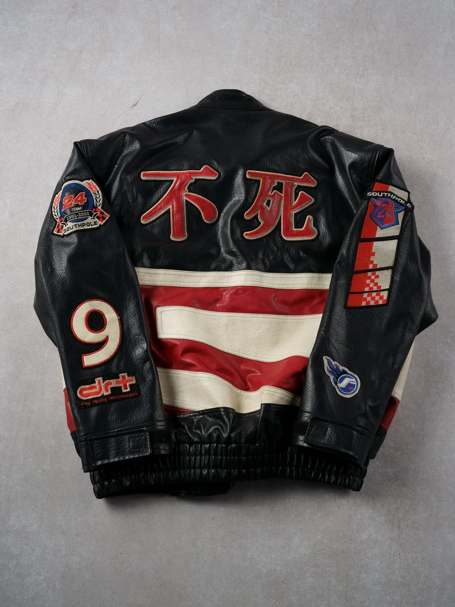 Vintage Black, Red and White Don't Die #9 Leather Biker Jacket (XL) sold by Rebalance Vintage product image thumbnail 4