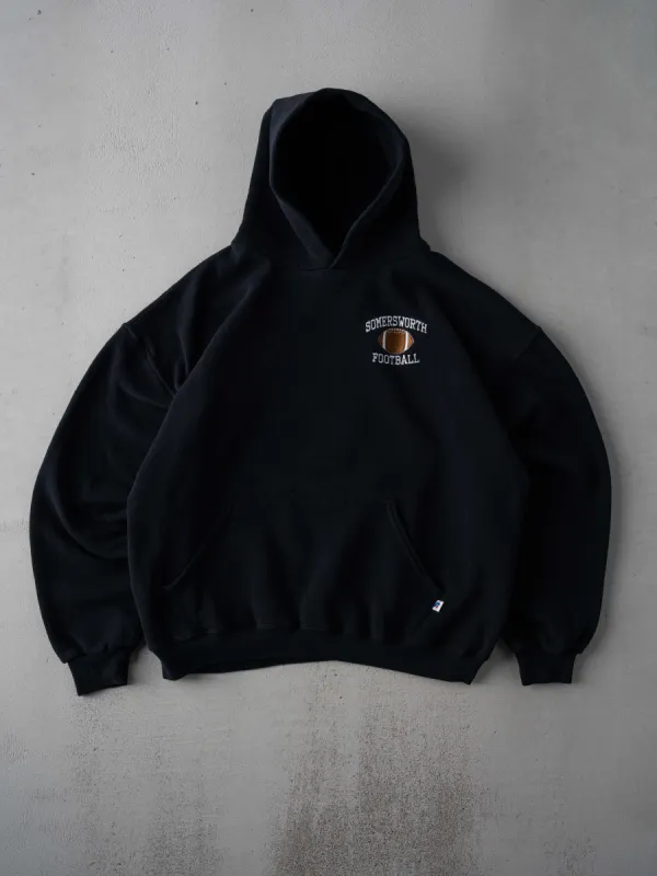 Vintage Y2k Black Somersworth Football Russell Athletic Boxy Hoodie (L) sold by Rebalance Vintage