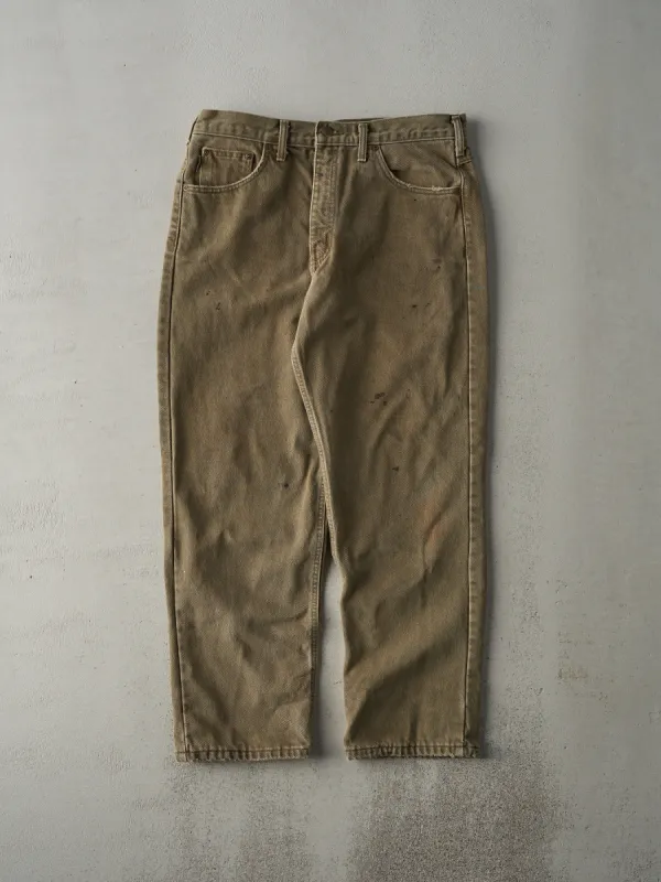 Vintage 90s Washed Brown Blanket Lined Carhartt Denim Pants (34x29) sold by Rebalance Vintage