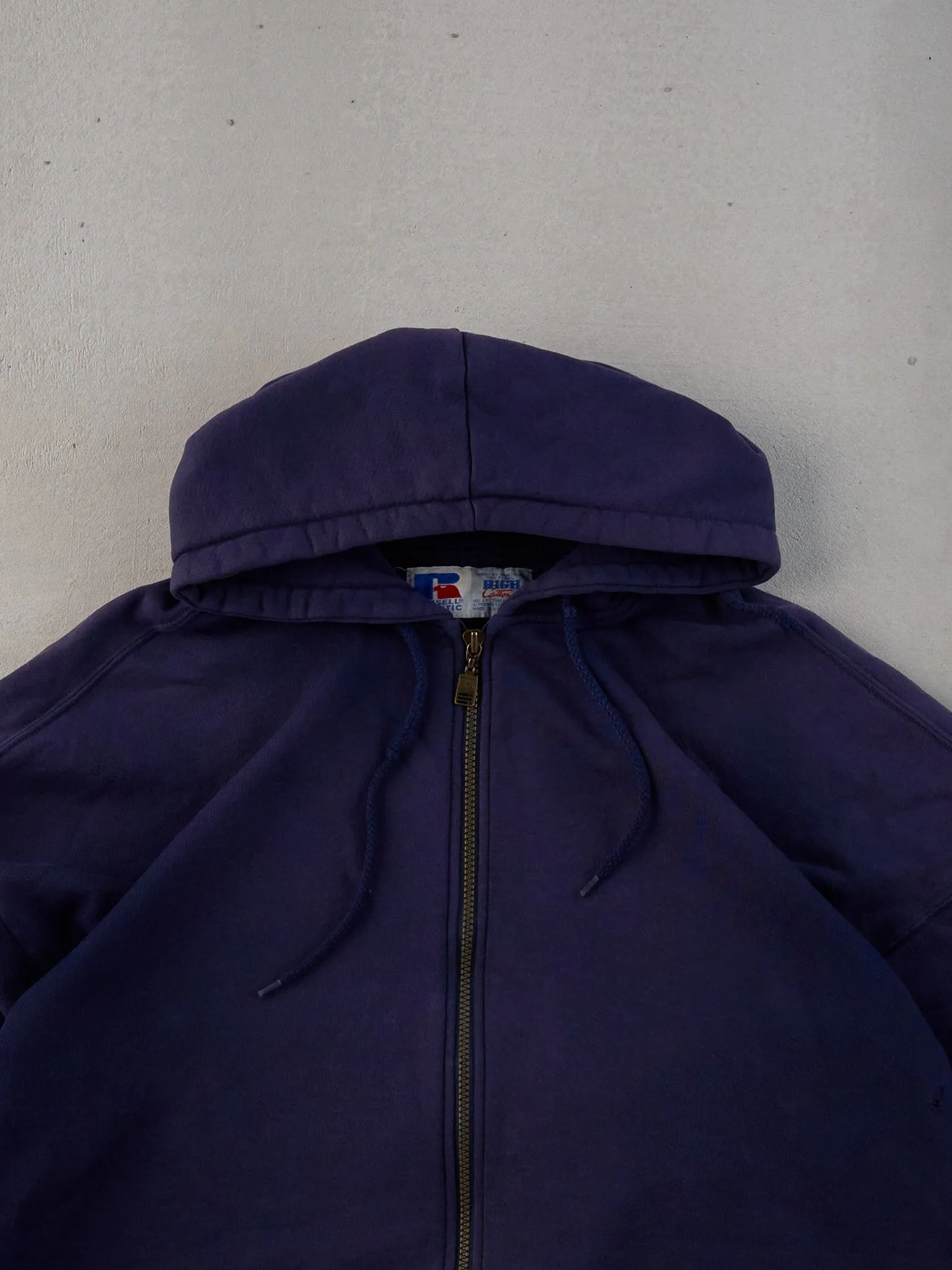 Vintage 90s Navy Blue Russell Athletics Blank Zip Up (M) sold by Rebalance Vintage product image thumbnail 2