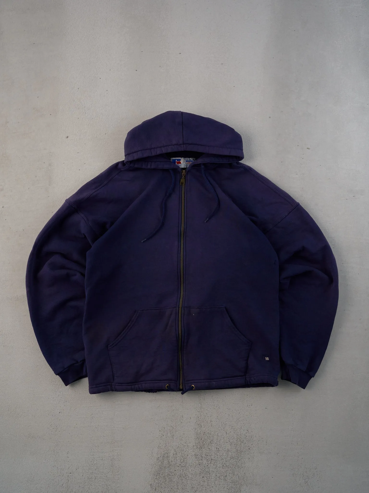 Vintage 90s Navy Blue Russell Athletics Blank Zip Up (M) sold by Rebalance Vintage