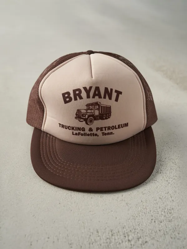 Vintage 80s Brown Bryant Trucking Foam Trucker Hat sold by Rebalance Vintage