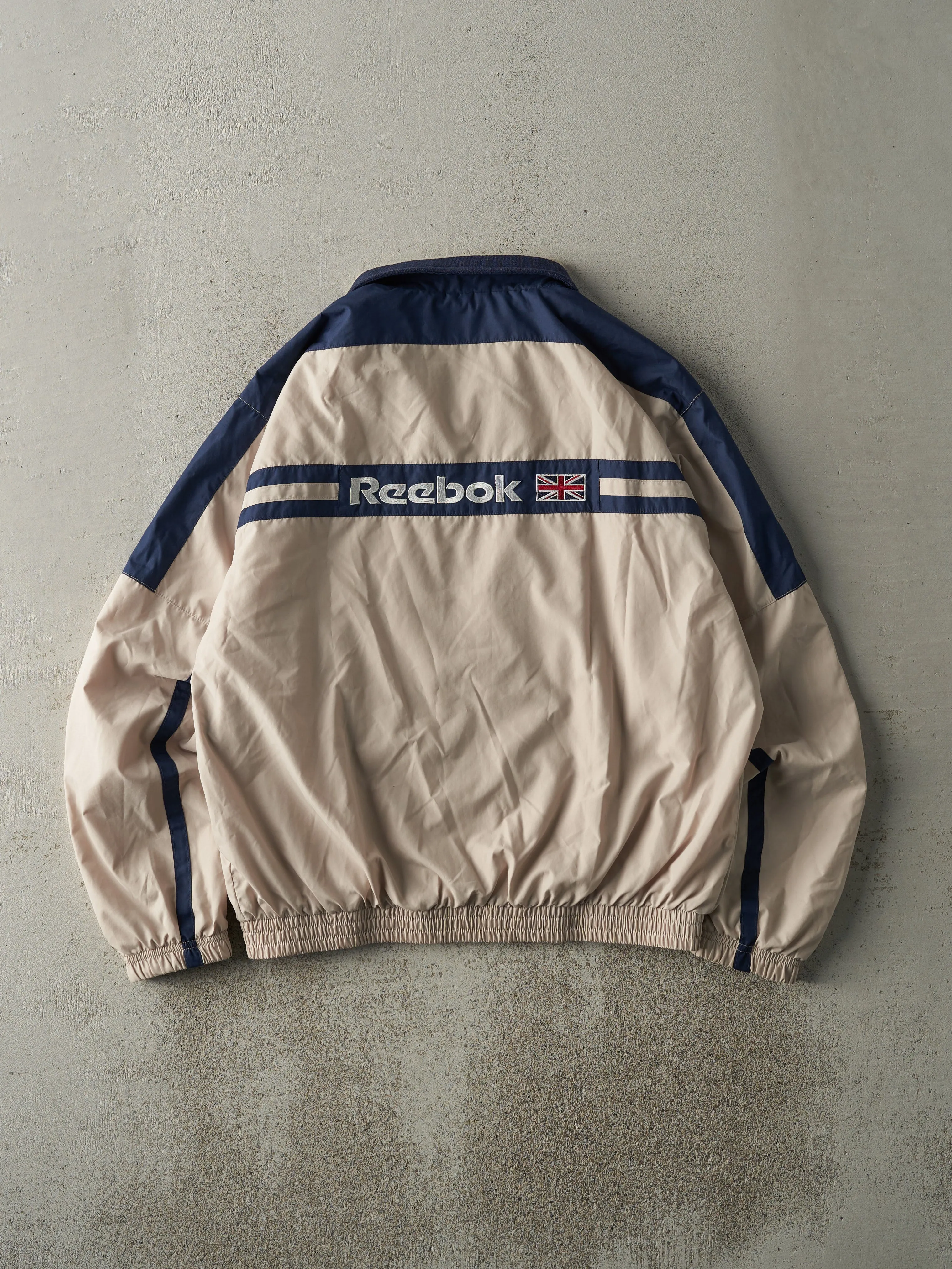 Vintage 90s Beige & Navy Reebok Windbreaker Jacket (M) sold by Rebalance Vintage product image thumbnail 3