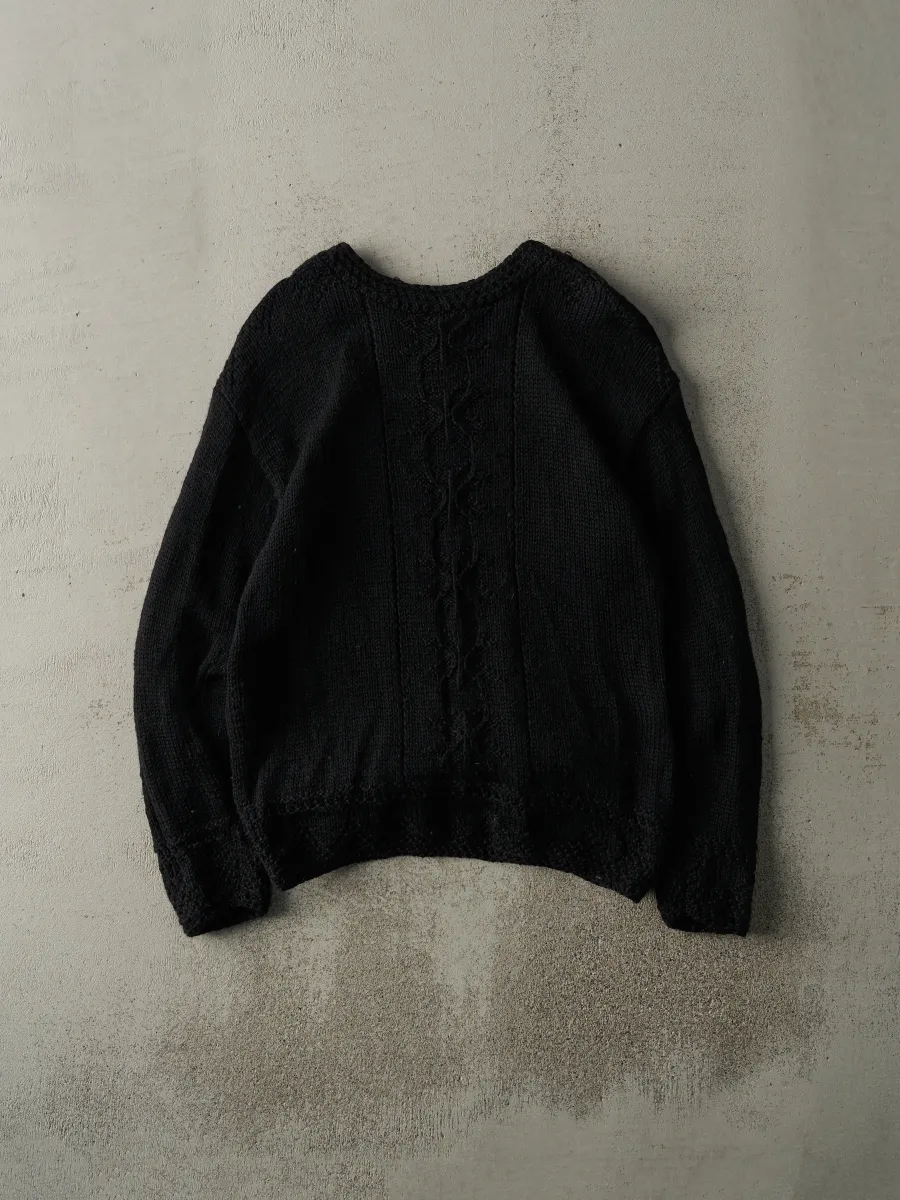 Vintage 80s Black Gap Hand Knit Wool Sweater (M) | Parallel