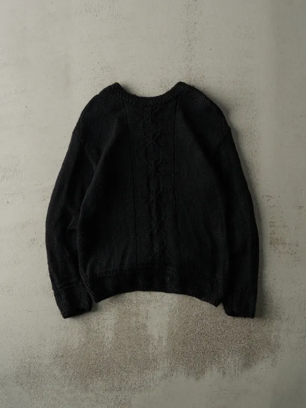 Vintage 80s Black Gap Hand Knit Wool Sweater (M) sold by Rebalance Vintage