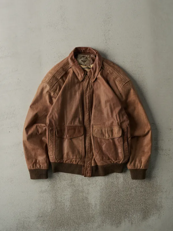 Vintage 90s Brown Global Identity Leather Jacket (S/M) sold by Rebalance Vintage