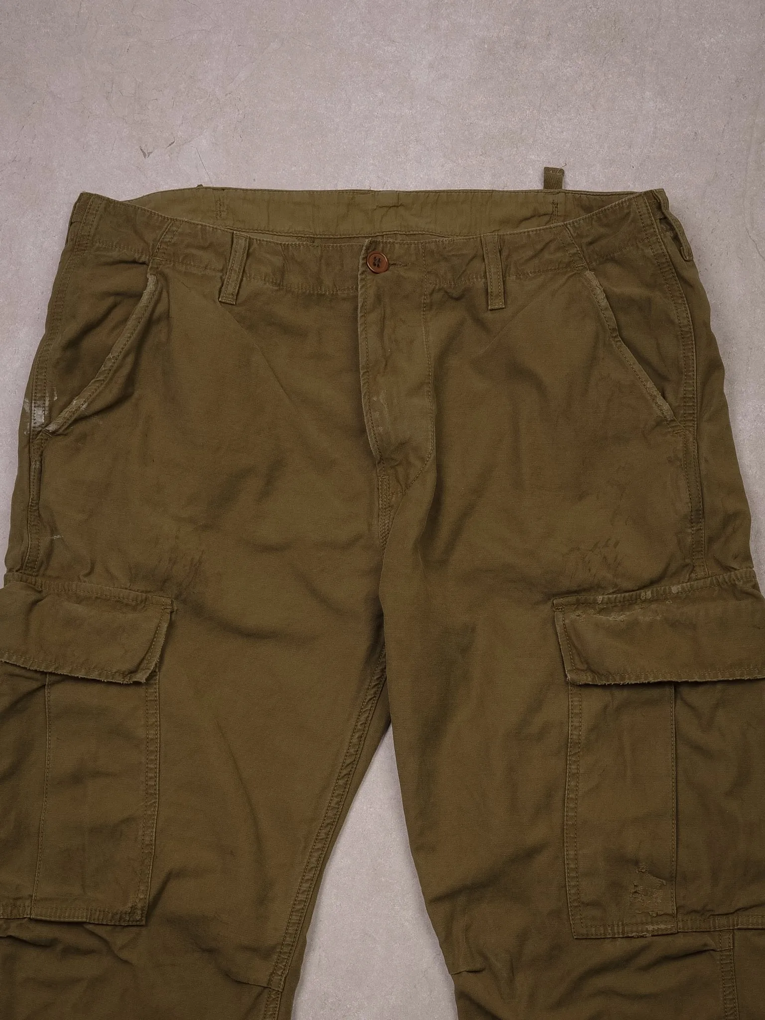 Vintage Washed Olive Green Levi's Cargo Pants (38x30) sold by Rebalance Vintage product image thumbnail 2