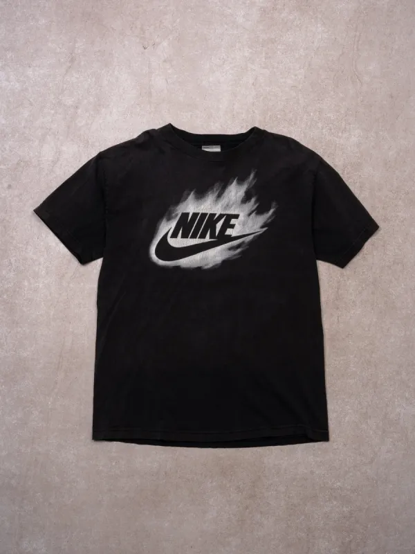 Vintage Y2K Nike White Flame Swoosh Tee (S) sold by Rebalance Vintage
