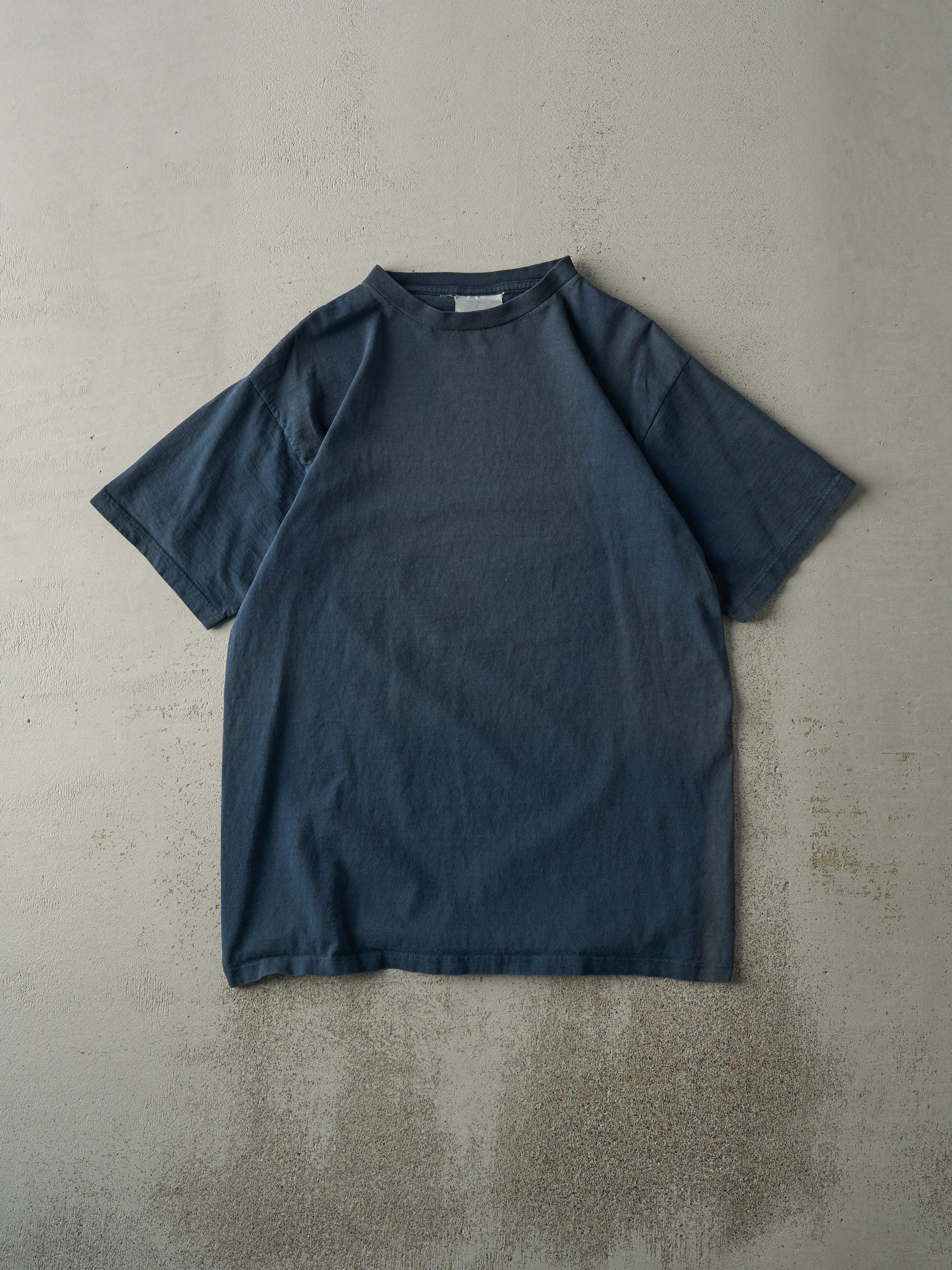 Vintage 90s Navy Blue Blank Tee (M) sold by Rebalance Vintage