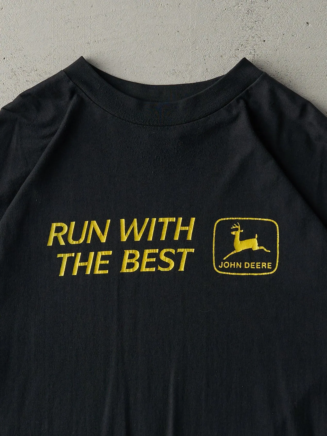 Vintage 90s Black John Deere "Run With the Best" Single Stitch Tee (L) sold by Rebalance Vintage product image thumbnail 2