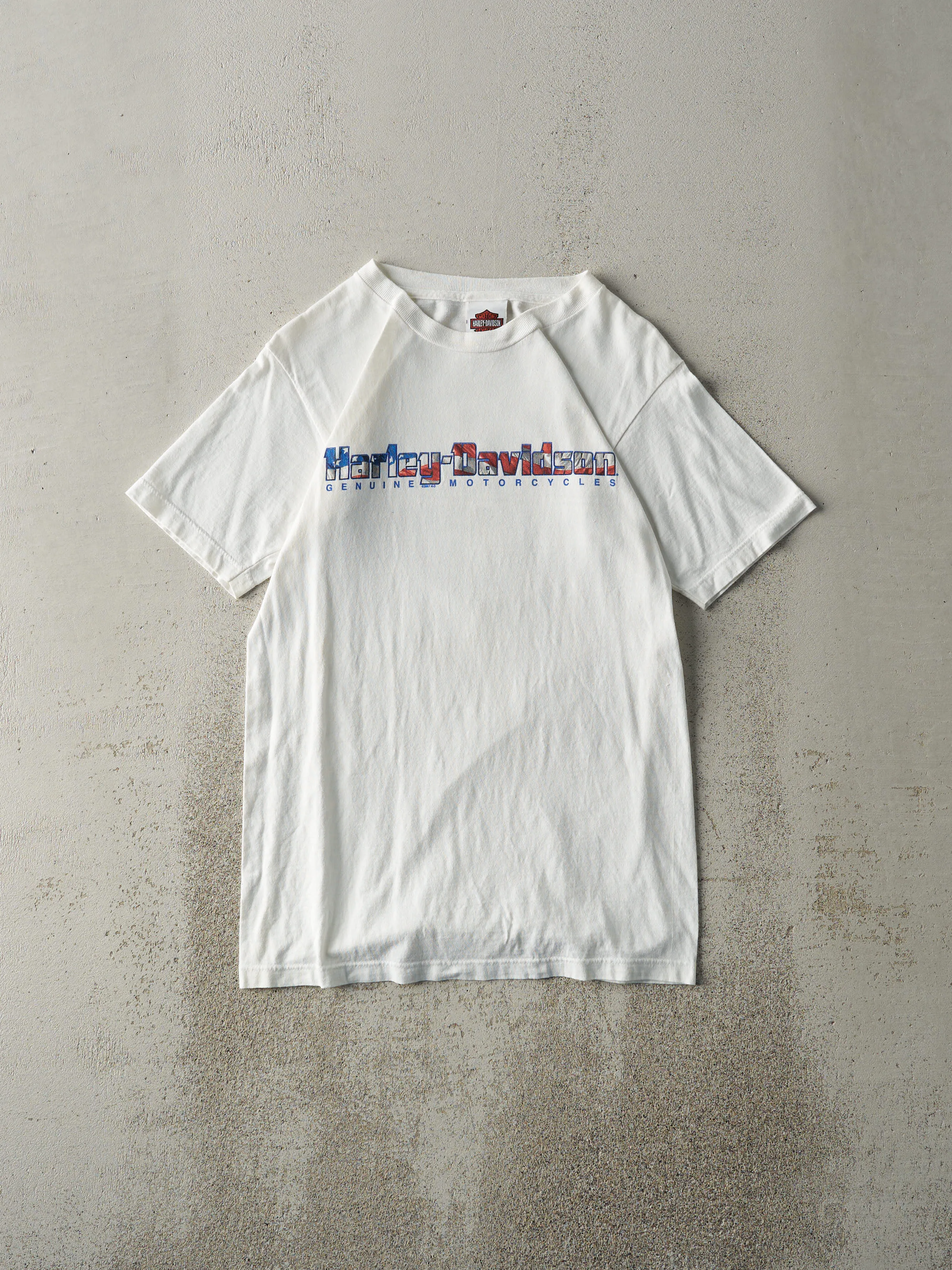 Vintage 07' White Lawrence, KS Harley Davidson Tee (XS/S) sold by Rebalance Vintage